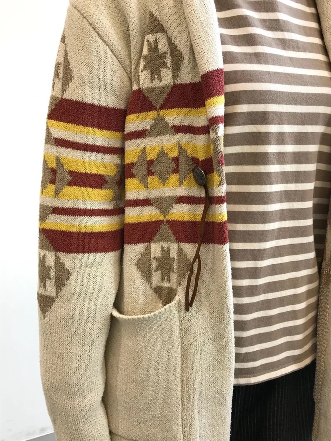 Naughty Dog Shawl CollarPattern Cardigan 상품이미지1