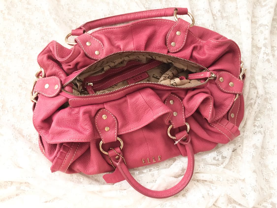 Vintage ELLE magenta pink genuine leathe 상품이미지5