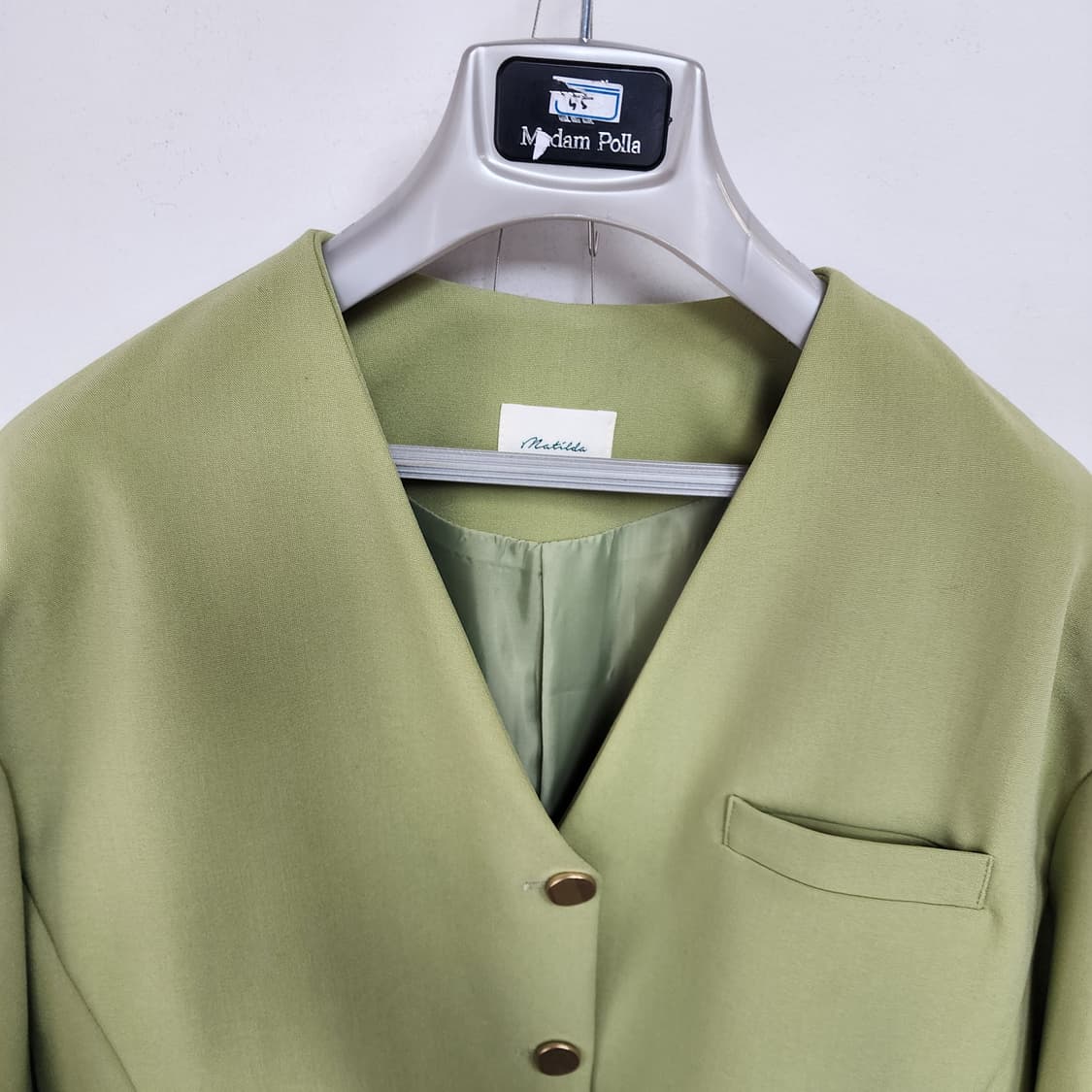 올리브 그린 브이넥 봄 자켓 상품이미지2