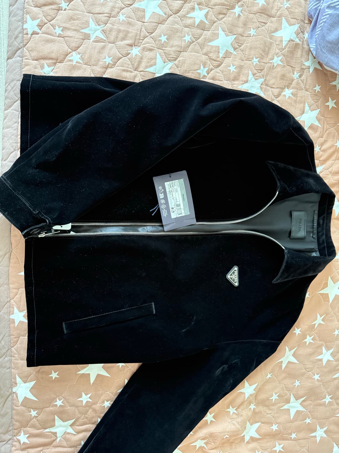 [L]프라다벨벳블루종블랙 상품이미지2