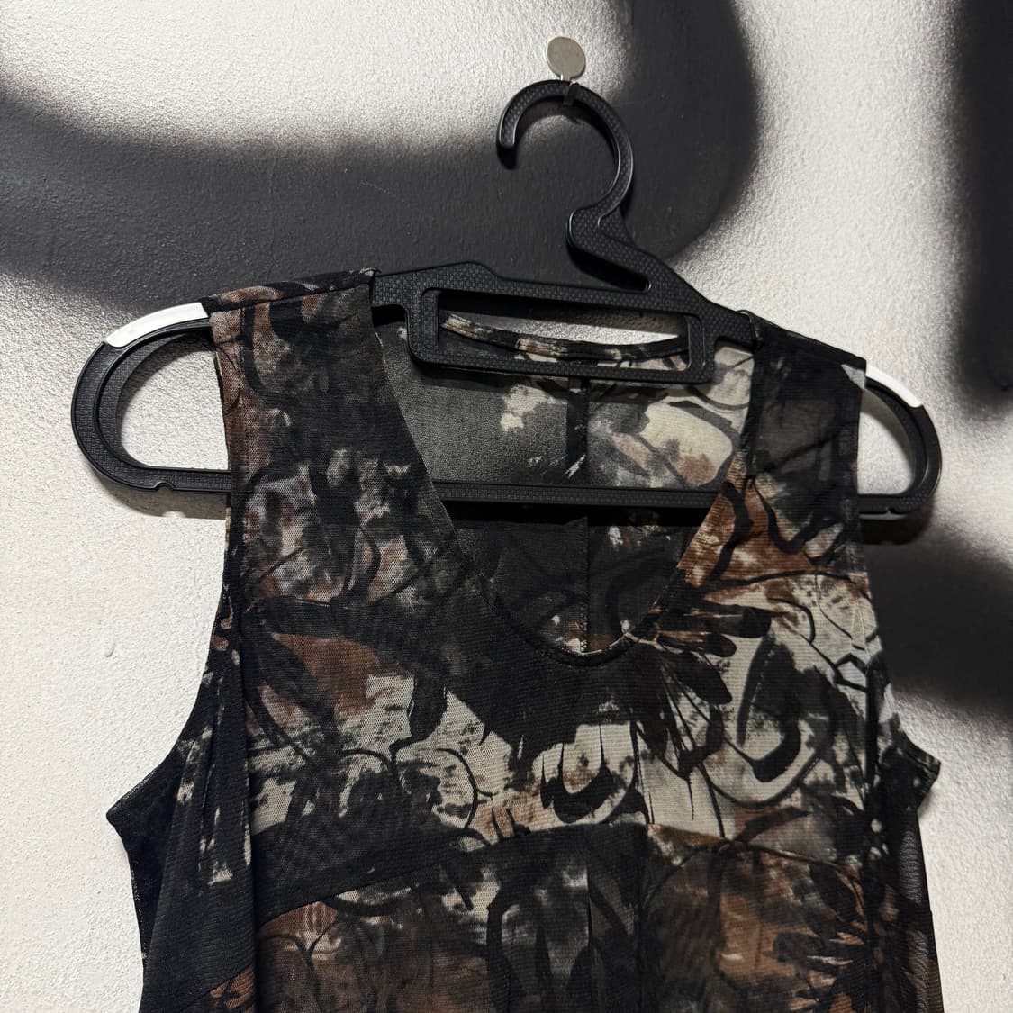 VTG 빈티지 딥브라운 플로럴 패턴 시스루 레이스 나시 상품이미지3