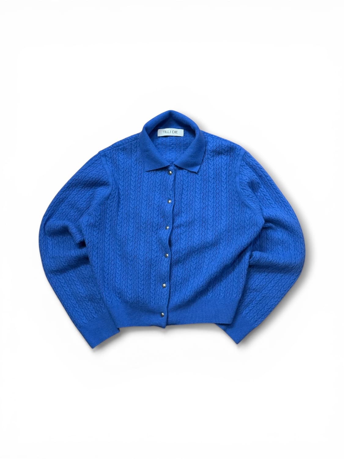 TILLIDIE 블루 컬러 케이블 니트 가디건 상품이미지1