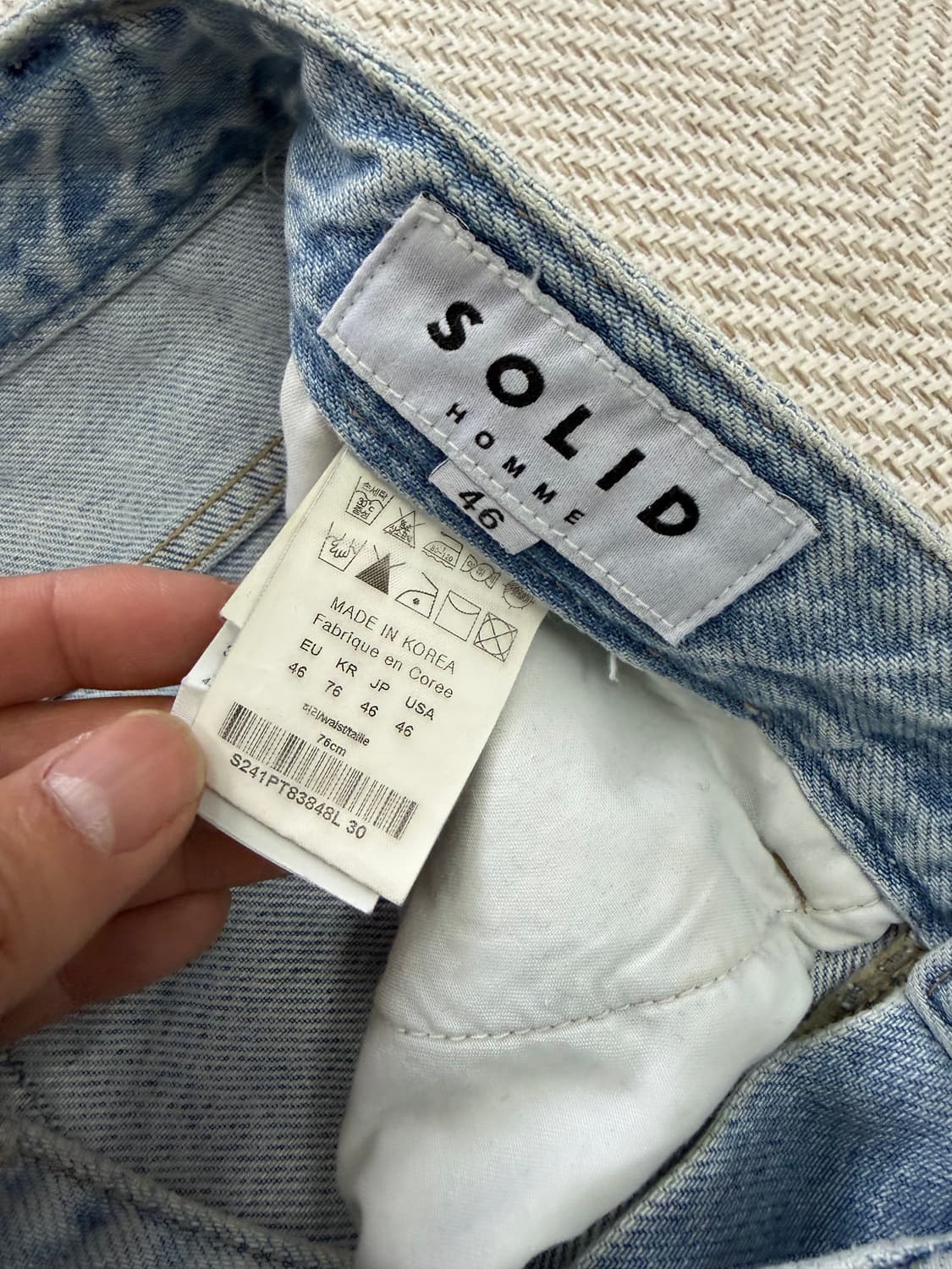 정품) 솔리드옴므 23ss 연청 데님 청바지 46 상품이미지7