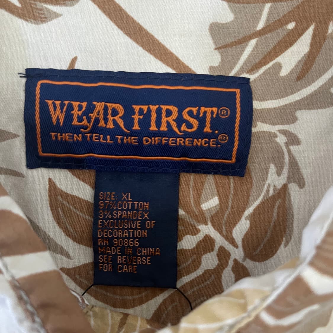 Wear first 베이지 나뭇잎 하와이안 셔츠 L 상품이미지3