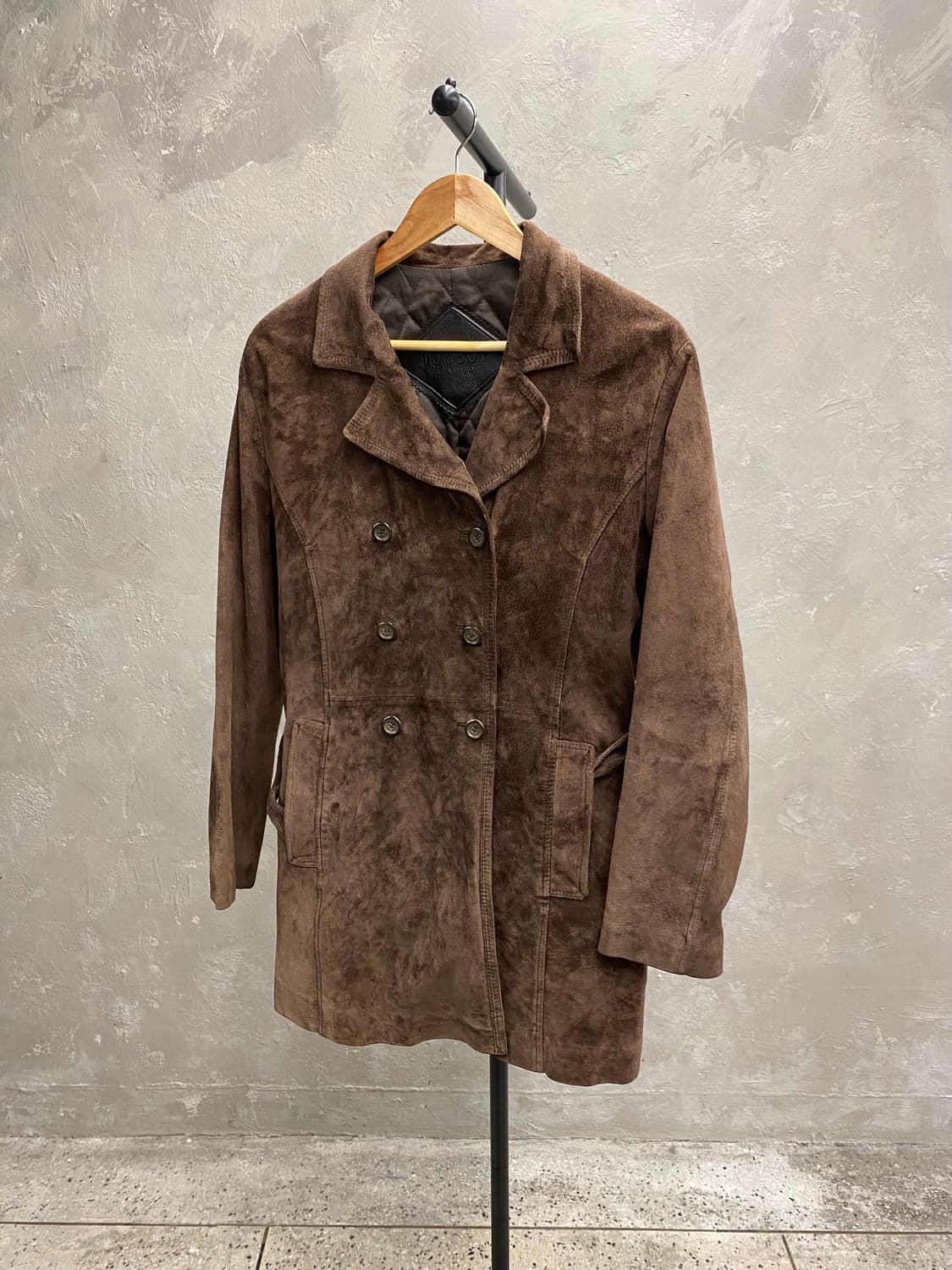 [M] Tomboy 톰보이 브라운 스웨이드 더블 브레스티드 코트 상품이미지1