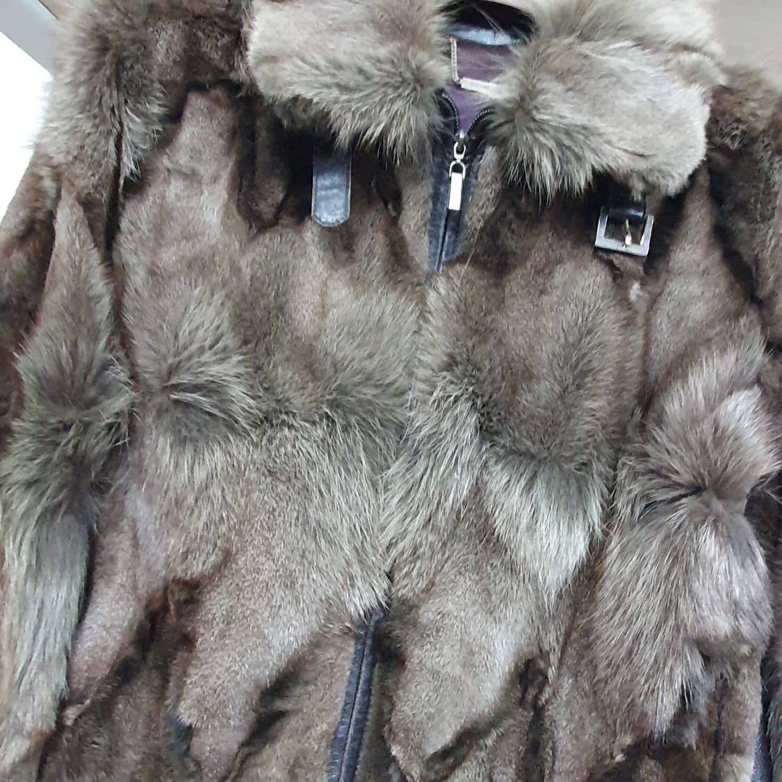 빈티지 y2k 오네갸루 뮤트톤 폭스퍼 램스킨 양가죽 배색 자켓 상품이미지7