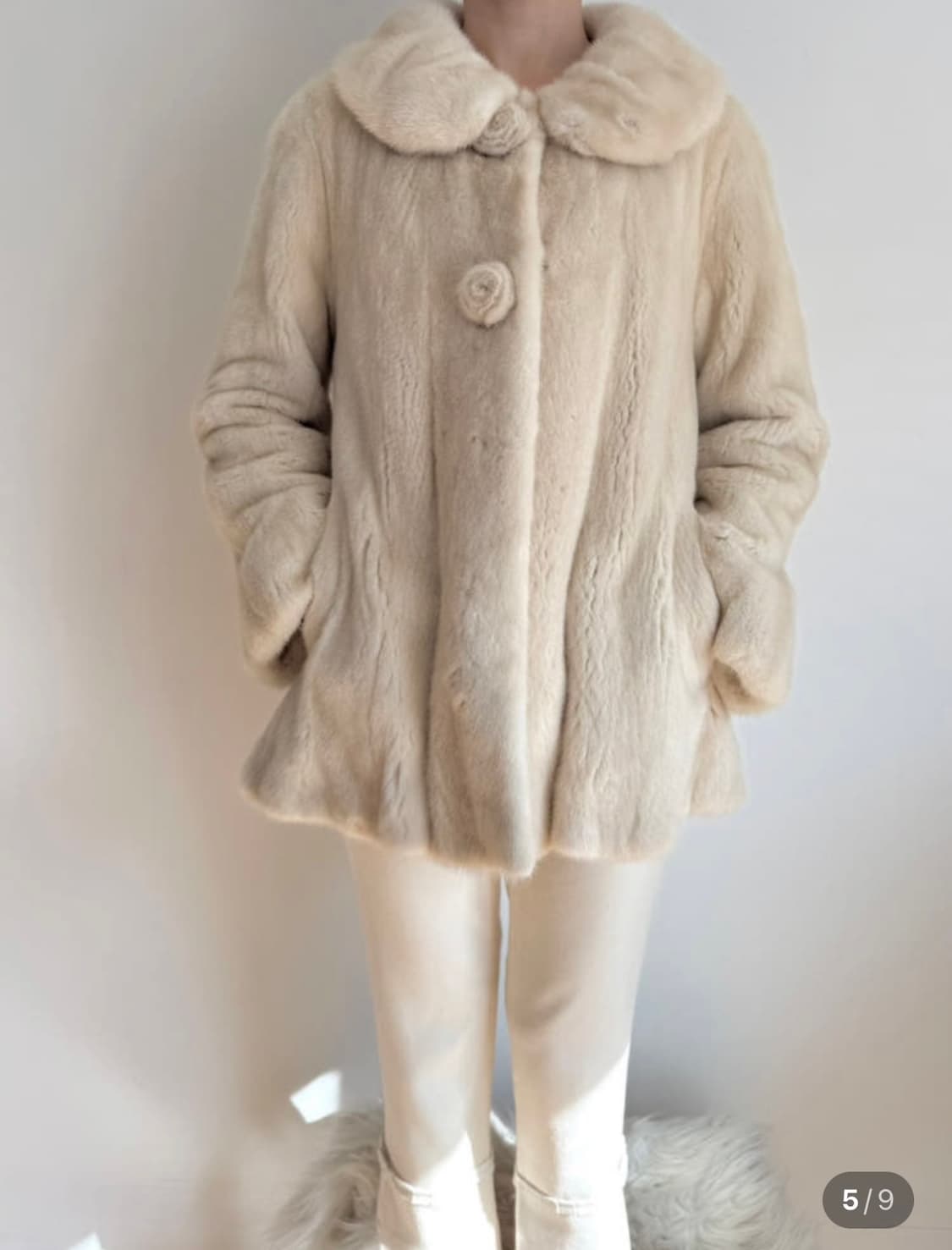 진도 통밍크 퍼자켓 아이보리 상품이미지2