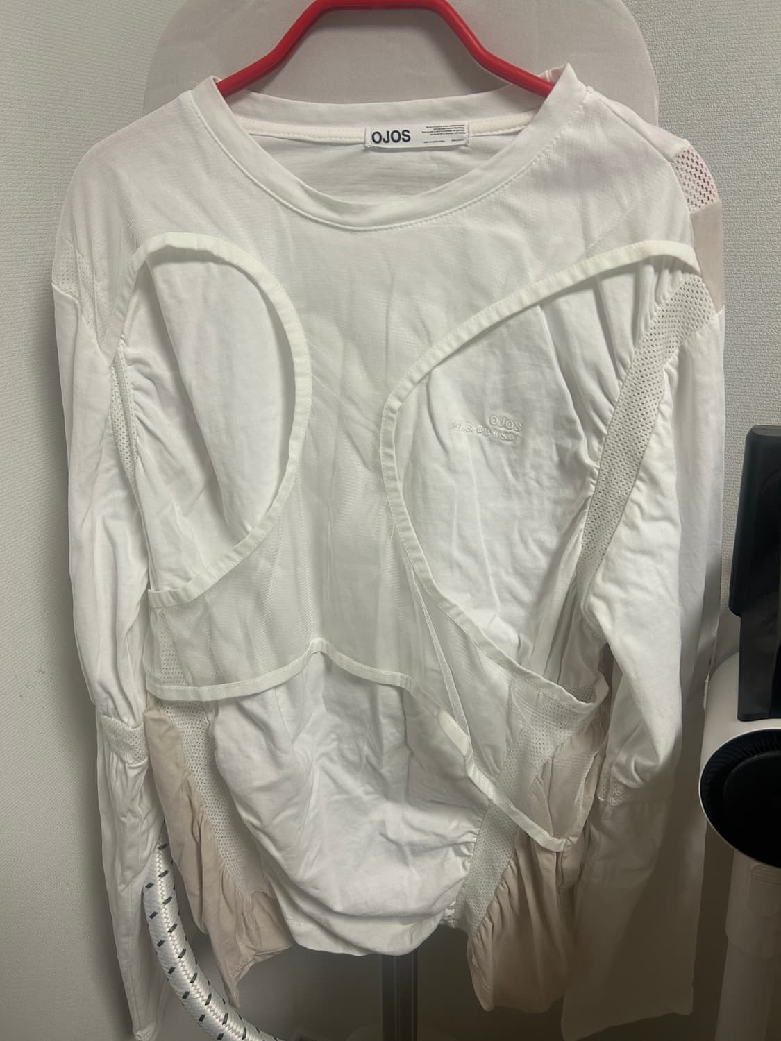 오호스 메쉬 밴드 롱슬리브 티셔츠 화이트 상품이미지2