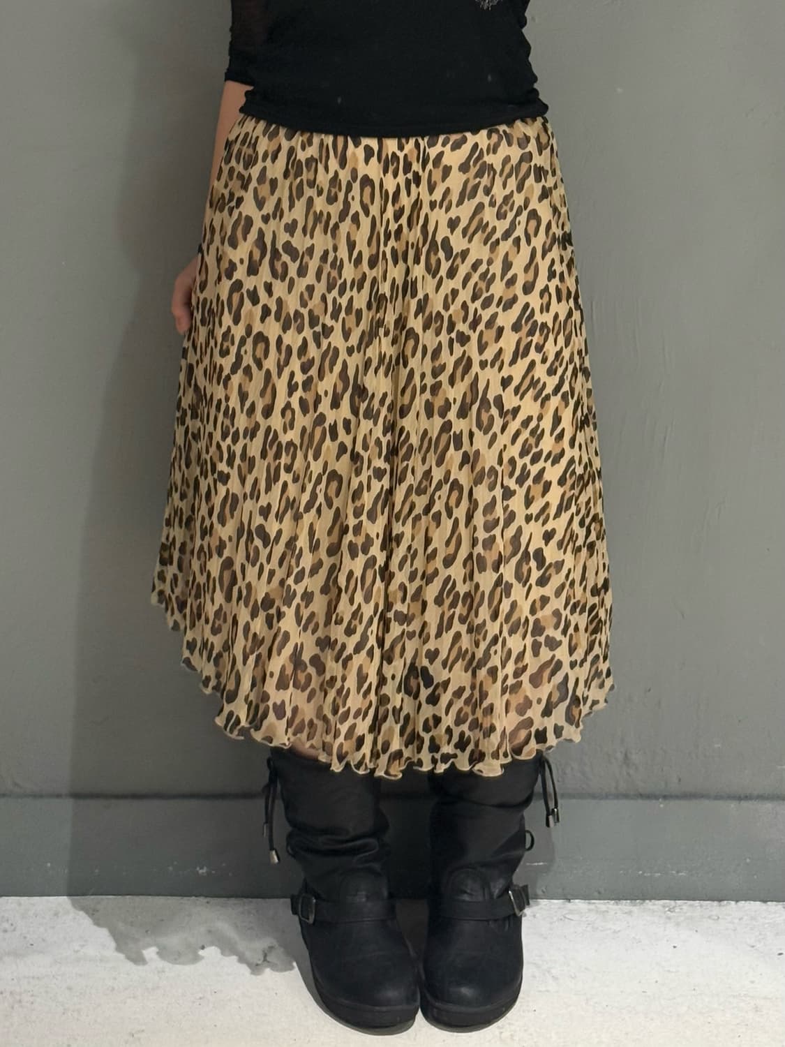 leopard pattern pleats skirt 상품이미지1