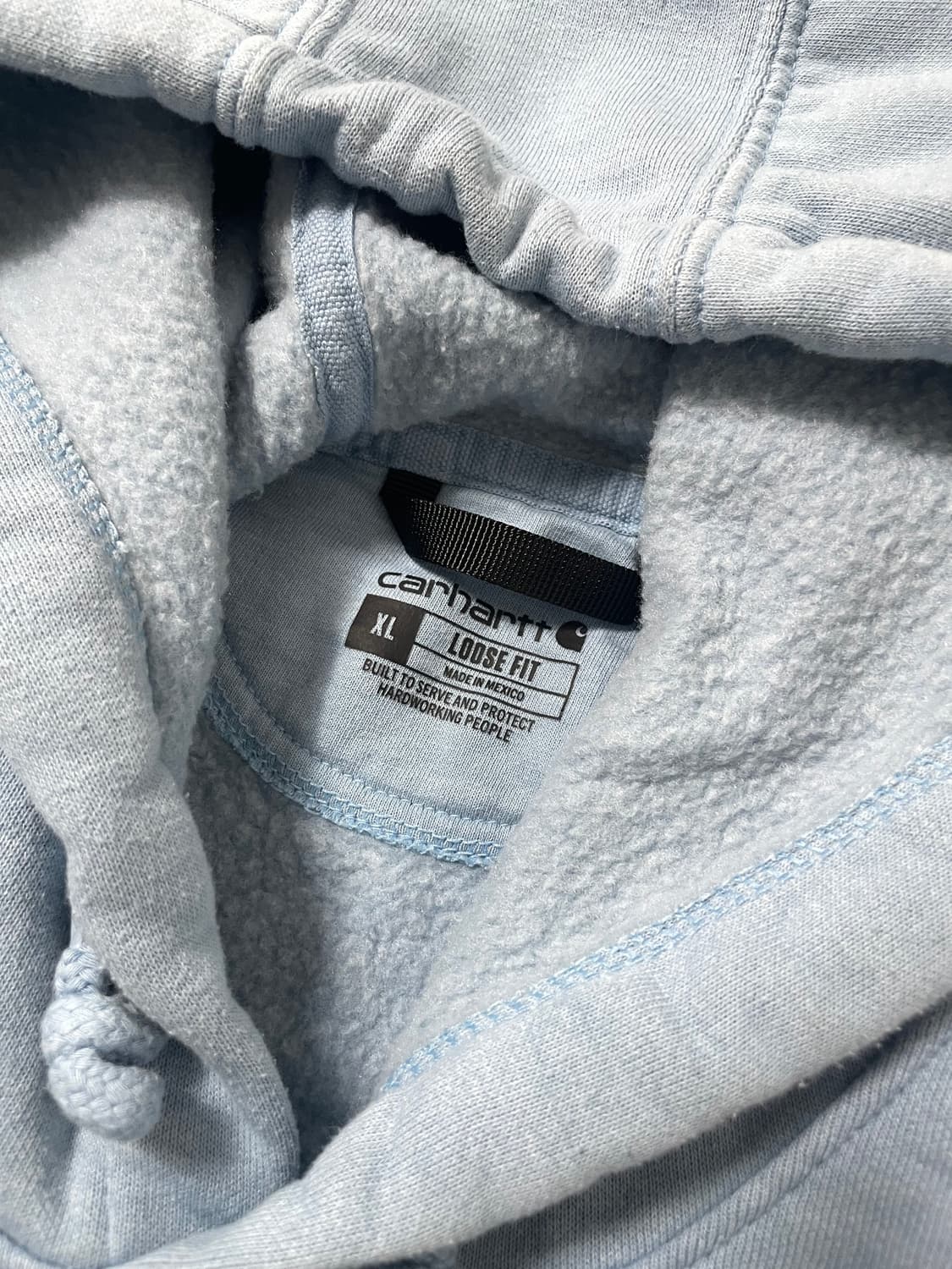 빈티지9. 칼하트 로고 슬리브 그래픽 후디드 스웻셔츠 스카이블루 상품이미지4