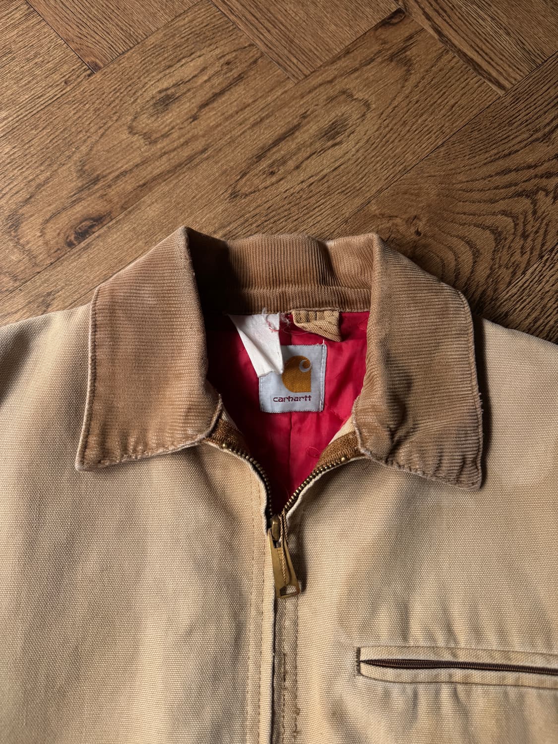 [L]80's 칼하트 USA 유니온메이드 빈티지 페이딩 브라운 워크 자켓 상품이미지2