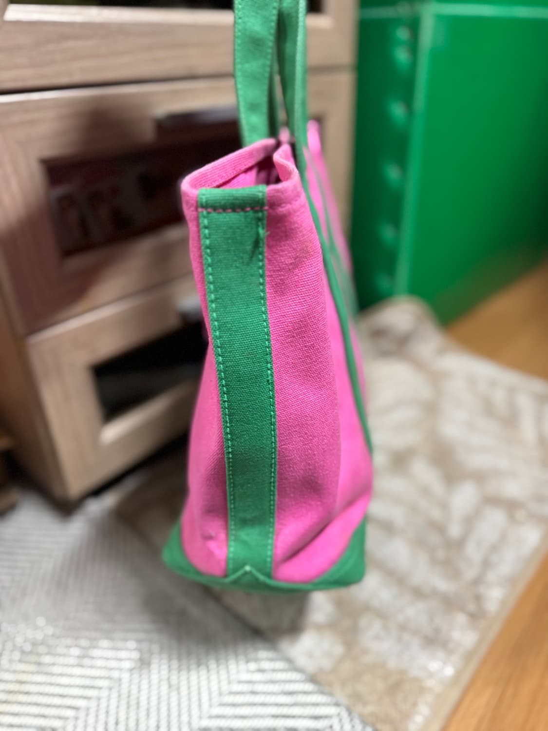 폴로 랄프로렌 핑크 그린 빅포니 토트백  상품이미지3