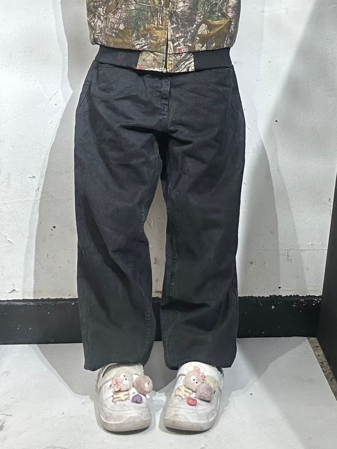 게스 흑청 와이드 커브드 데님 팬츠 청바지  상품이미지2