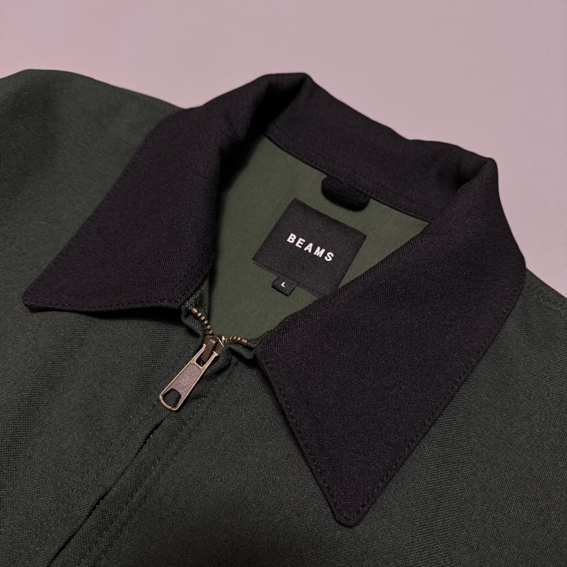 빔즈(BEAMS) 20fw 다크그린 배색 칼라넥 워크 이지 블루종 자켓 상품이미지3