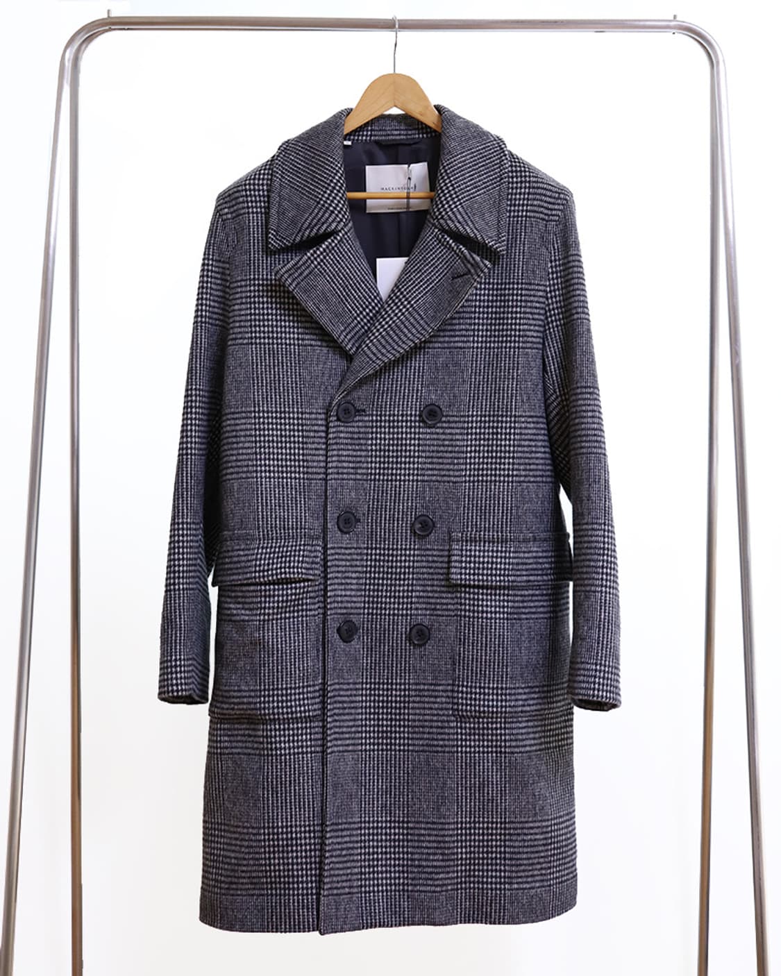 매킨토시 울캐시미어 더블브레스트 체크 코트 40 상품이미지1