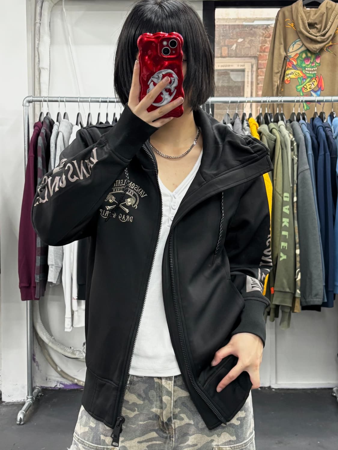 밴슨 레더 하이넥 후드집업 상품이미지2