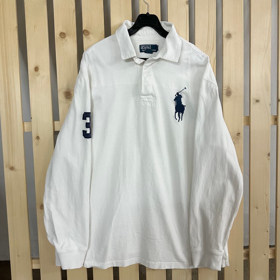 (XL) 폴로 랄프로렌 빅포니 화이트 카라넥 럭비티 상품이미지1