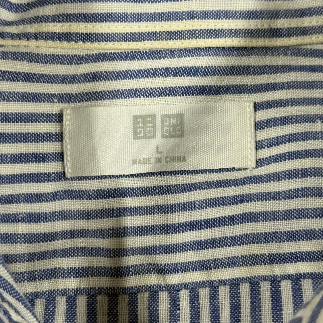 [L] 유니클로 스트라이프 린넨 마 셔츠 남방 상품이미지5