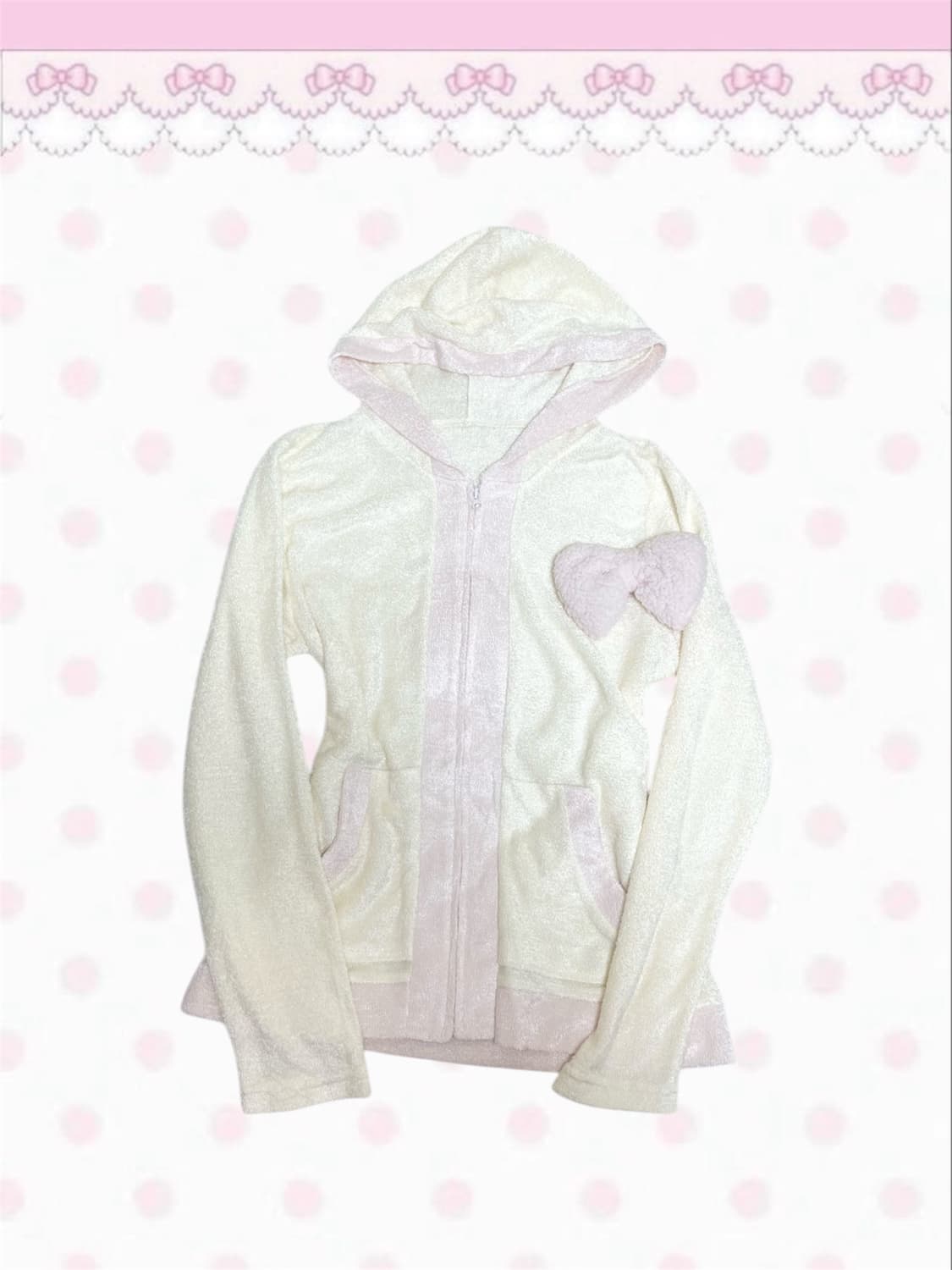 빈티지 히메갸루 딸기 바닐라 흰핑 후드집업 상품이미지1