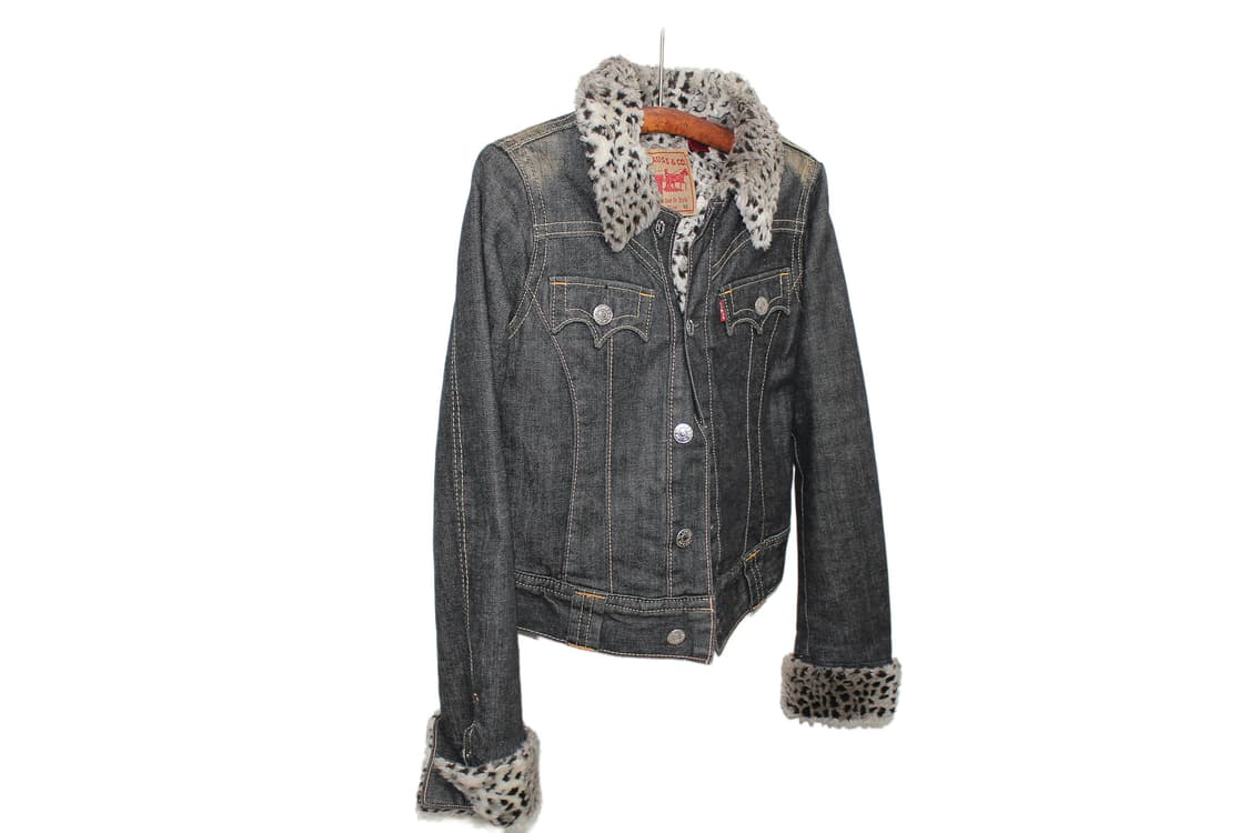 2000s Levi’s 리바이스 레오파드 퍼 쉐르파 데님자켓 상품이미지2