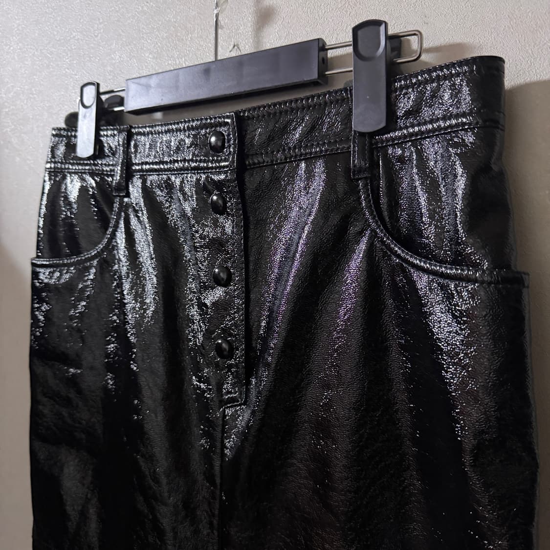 MSGM 블랙 크링클 인조 가죽 팬츠 42 (여성 66정도) 상품이미지5