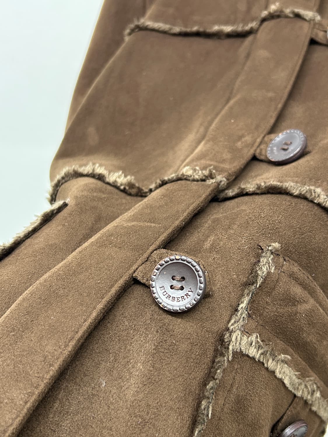 빈티지 버버리 런던 브라운 스웨이드 무스탕 후드 자켓 상품이미지7