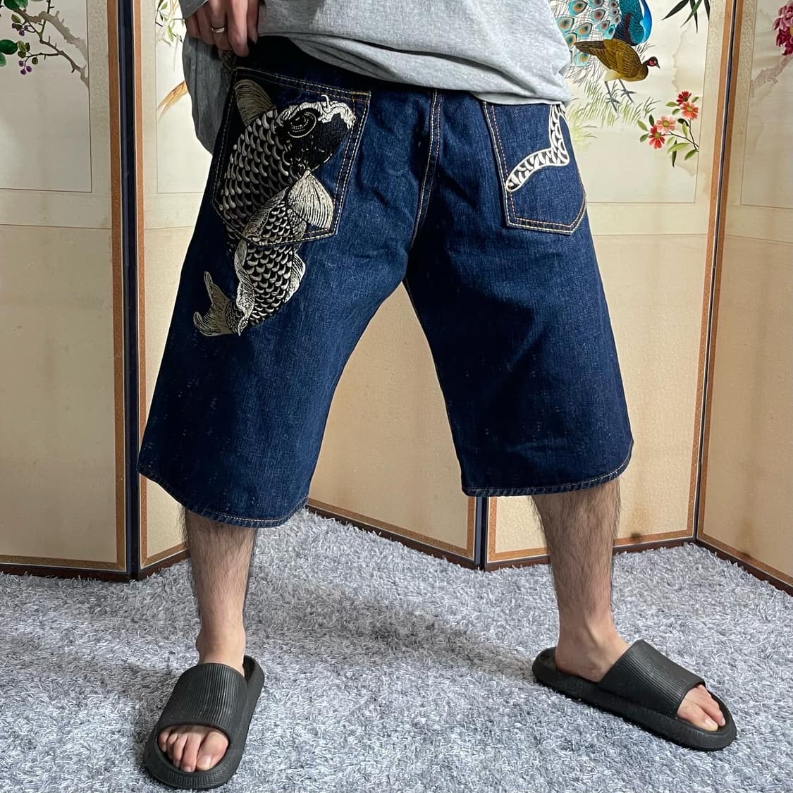 Evisu Japon 가쿠 엠브로이드 데님쇼츠 상품이미지2