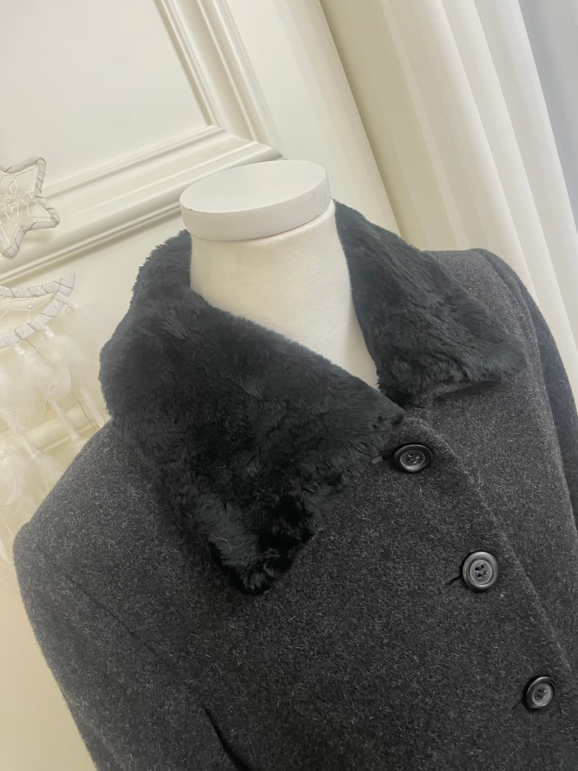 black wool back belt point long coat 상품이미지8