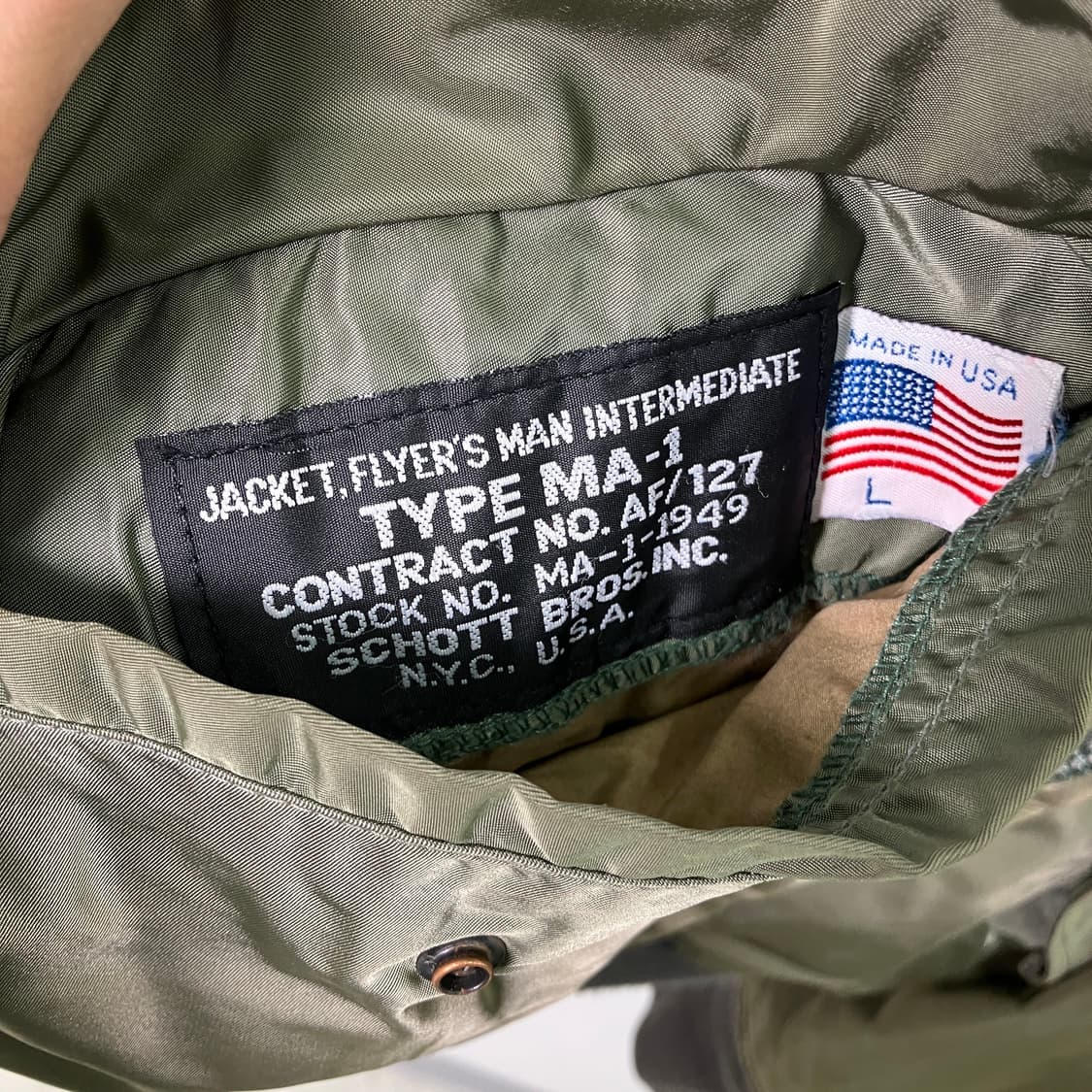 Schott 쇼트 카키 ma-1 항공 점퍼 L 상품이미지3