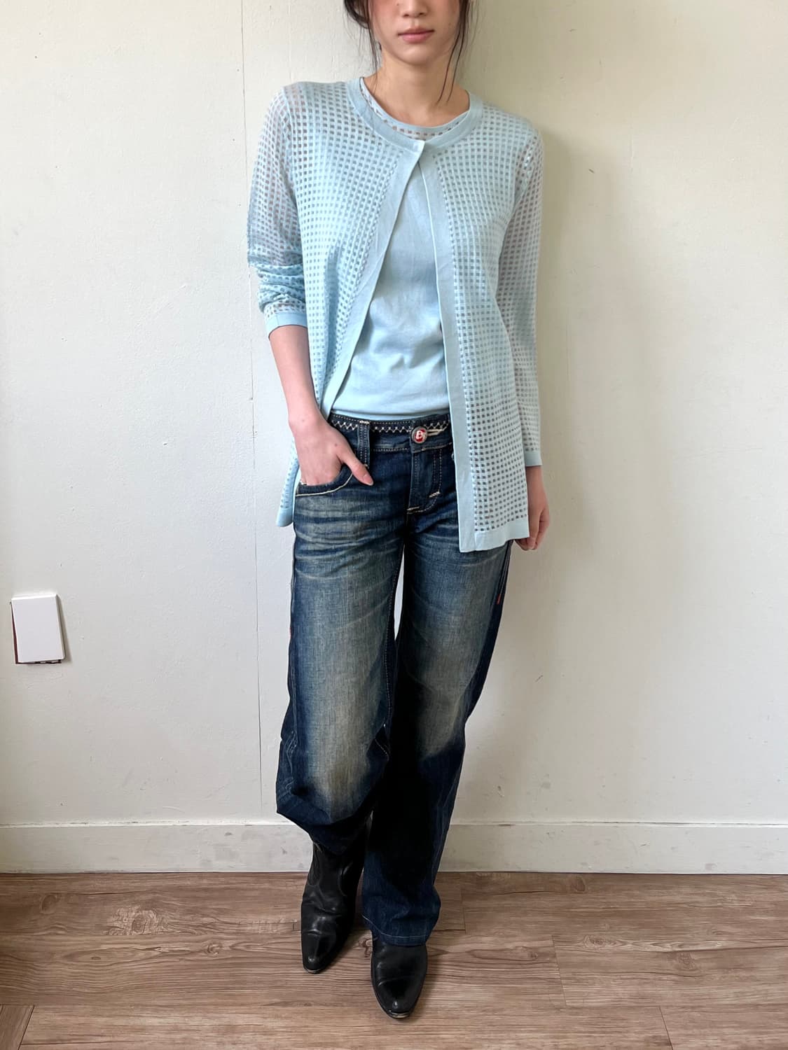 DoCLASSE 스카이 블루 시스루 가디건 상품이미지7