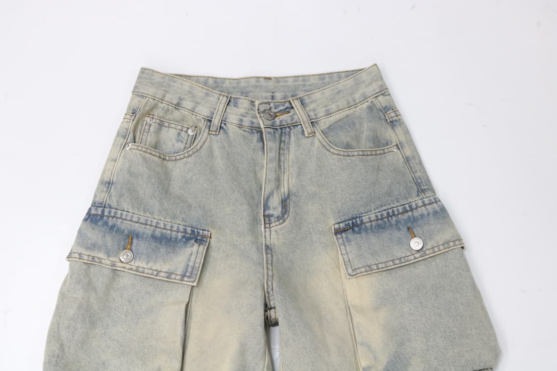 WEGO 위고 빈티지 워싱 멀티 포켓 데님 카고 하프 팬츠 (S) 상품이미지3