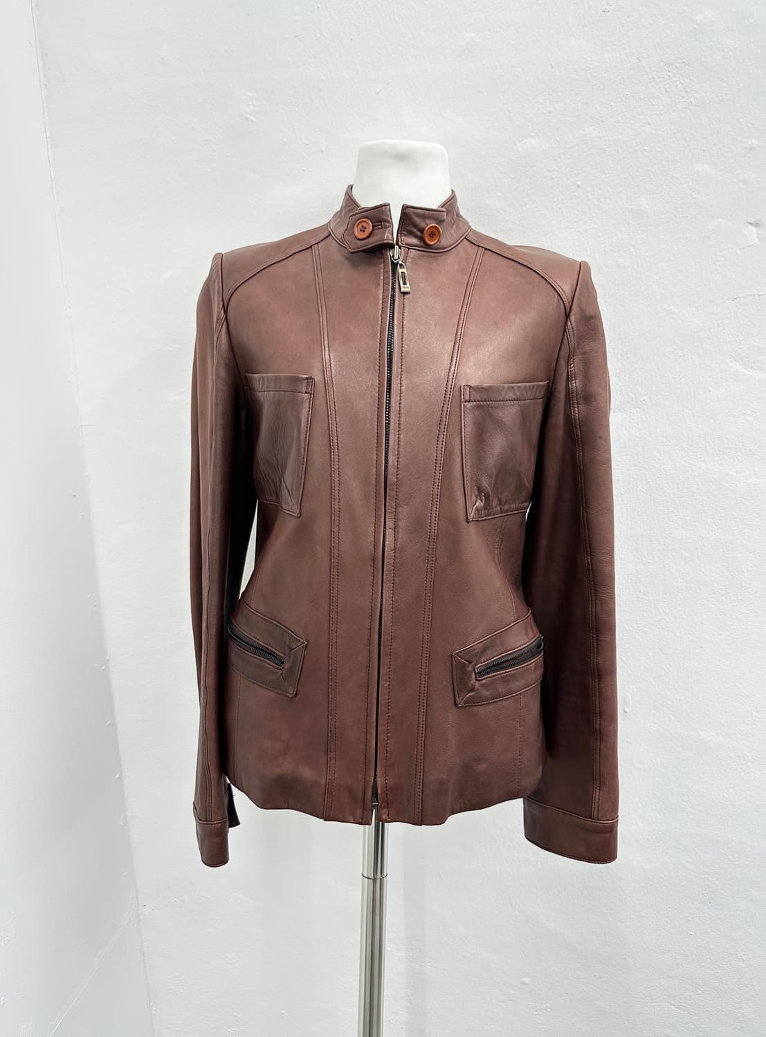 Red brown pocket lambskin jacket 상품이미지3