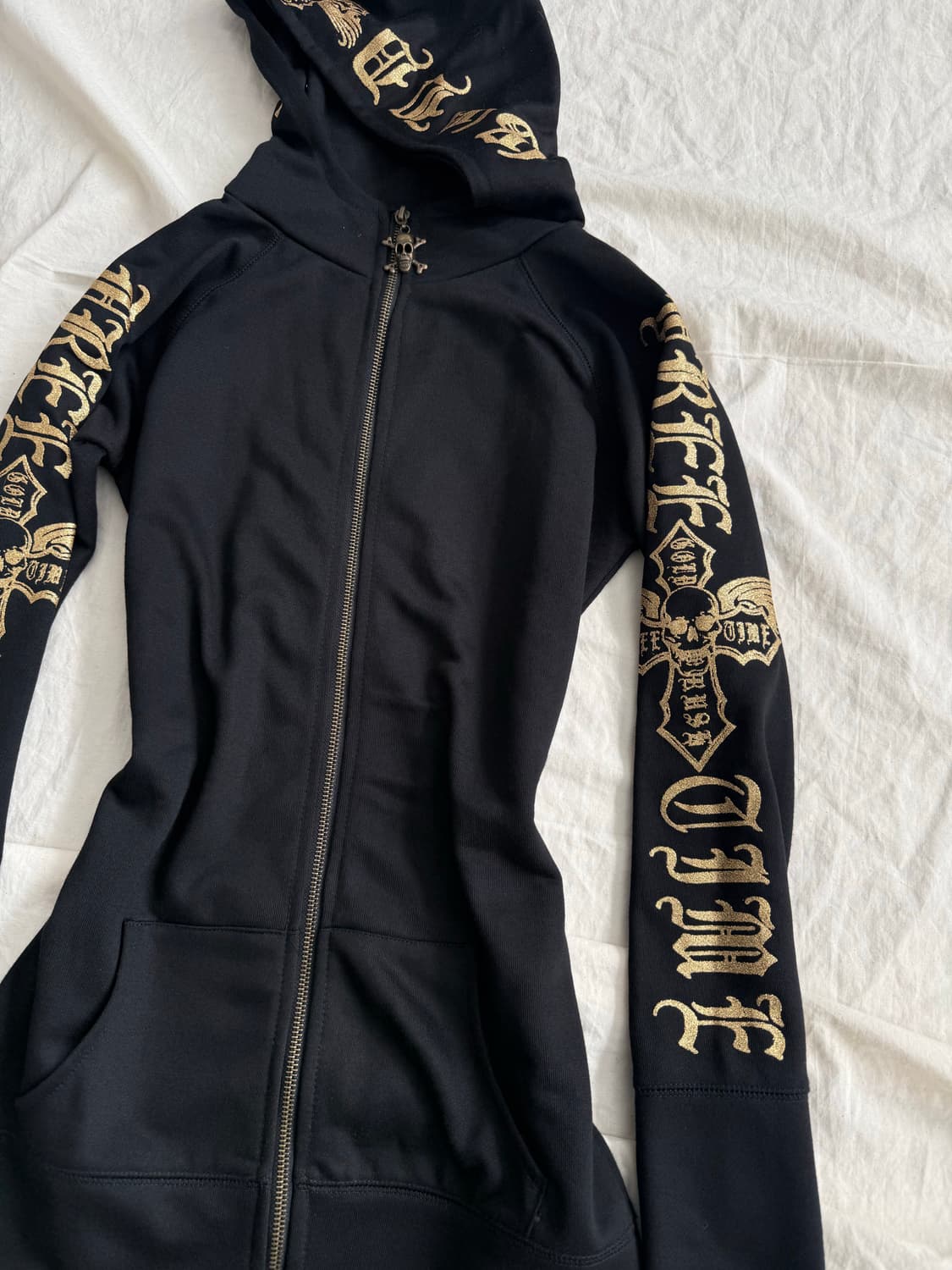 해골 펑크 갸루 후드 미니 딱붙 원피스 상품이미지3