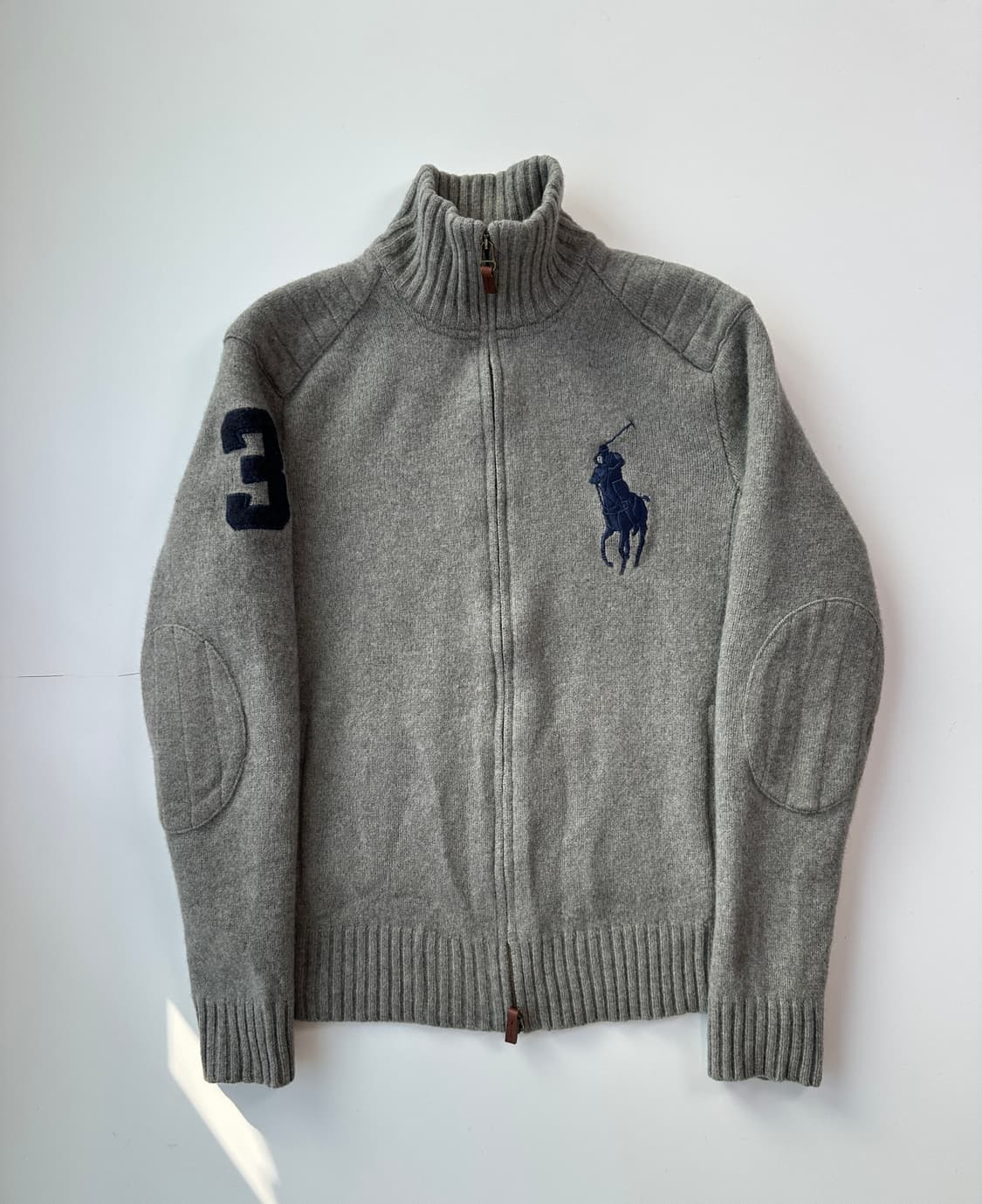 폴로 랄프로렌 램스울 투웨이 엘보 패치 풀집업 M 상품이미지2