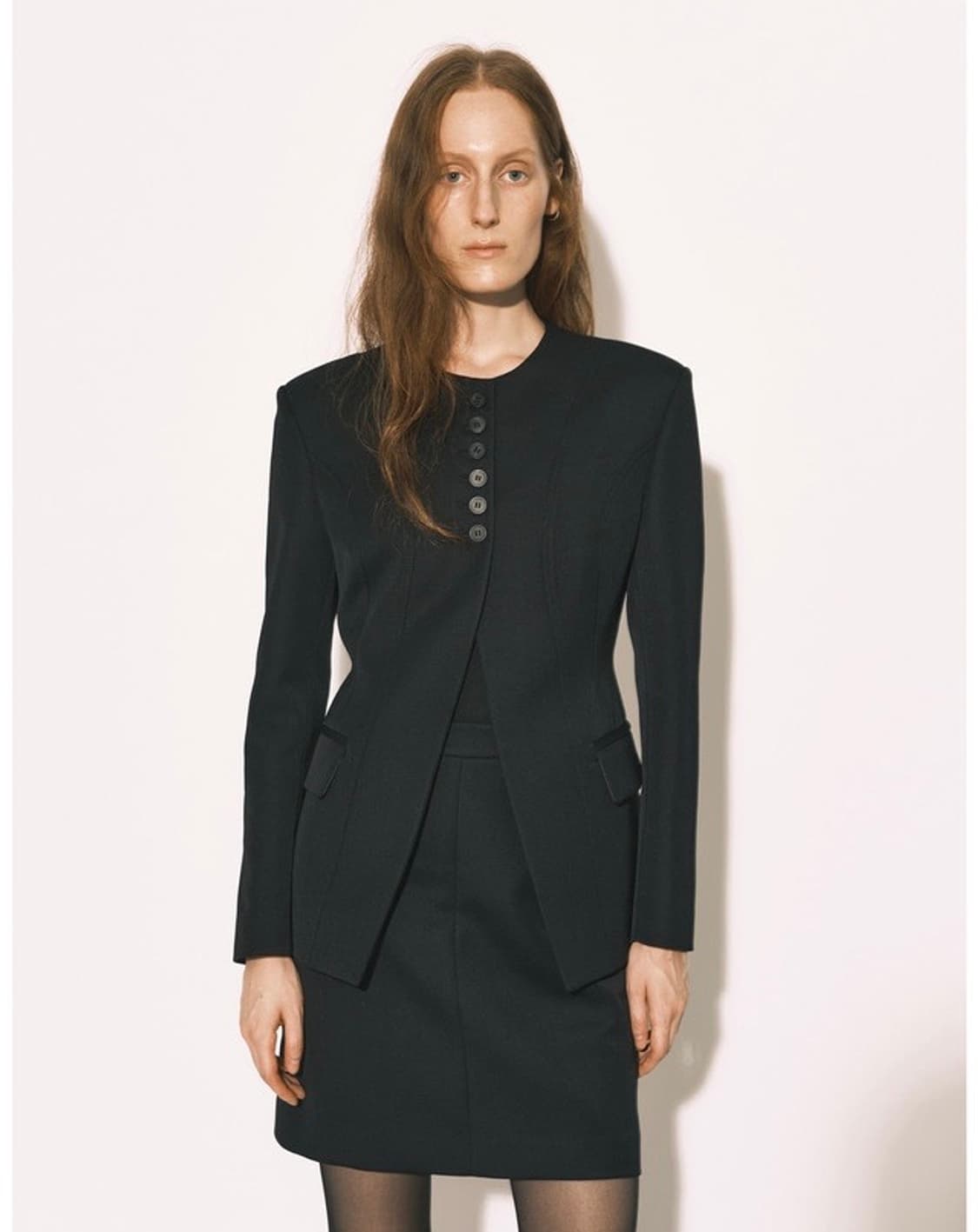 emkm 으음키임 라운드넥 오블리크 울 자켓 S 상품이미지5