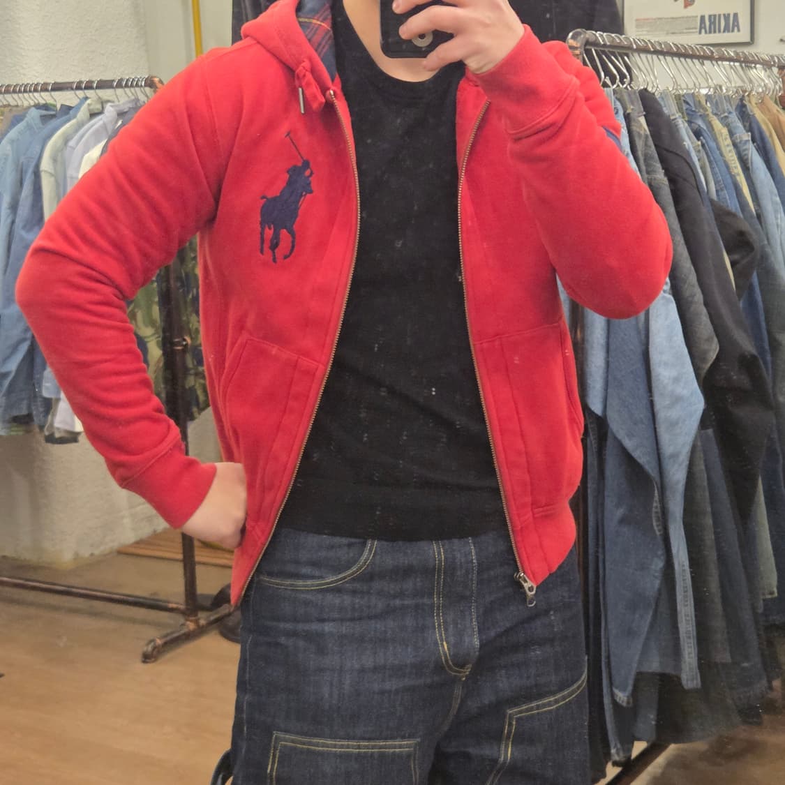 폴로 빅포니 체크 후드집업 s 상품이미지6