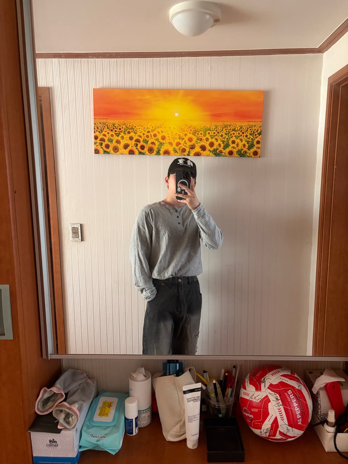 후브스 빈티지 인터록 헨리넥 롱슬리브 그레이 m 상품이미지4