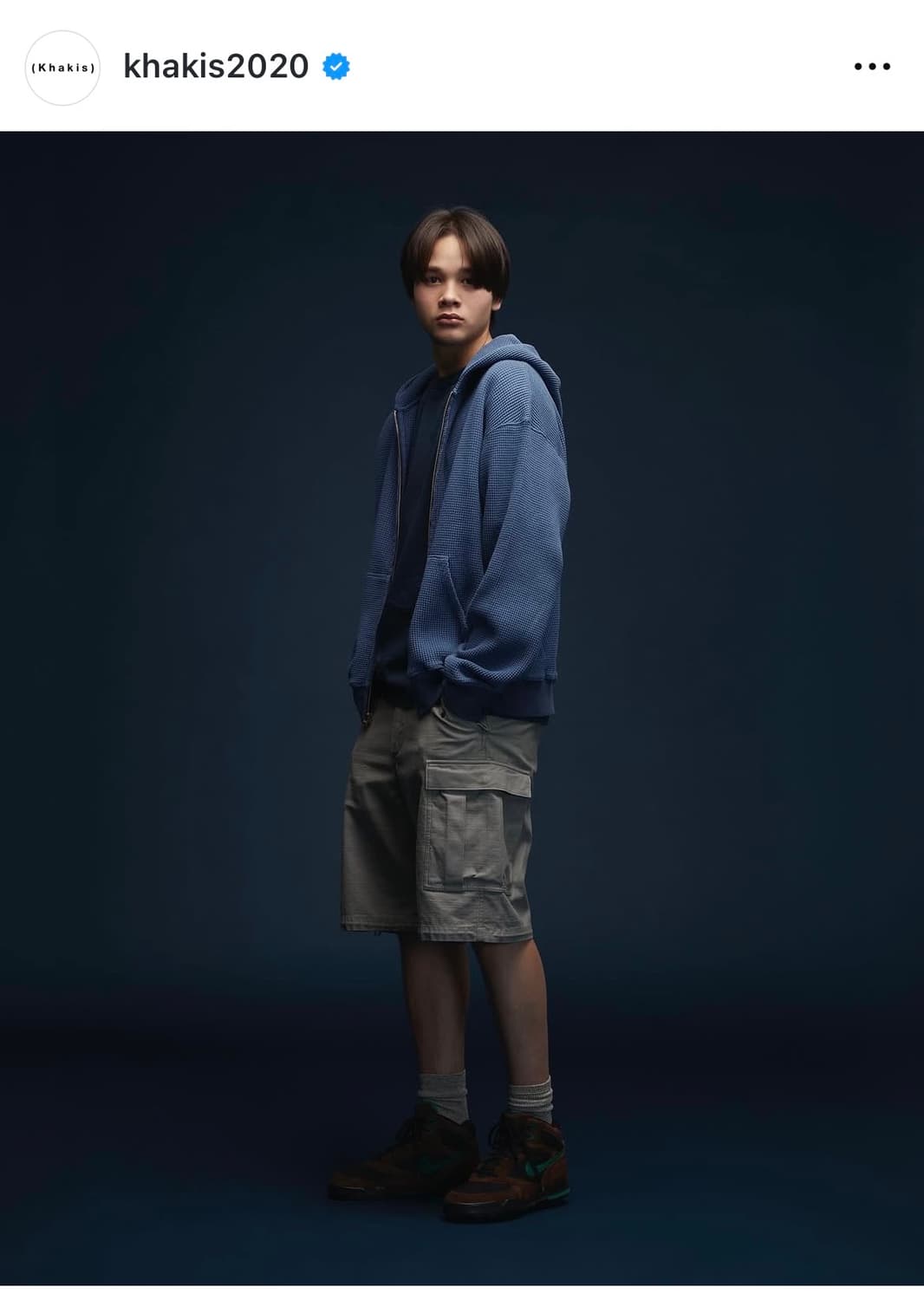 [XL, 4] 카키스 와플 후드집업 블루 상품이미지2