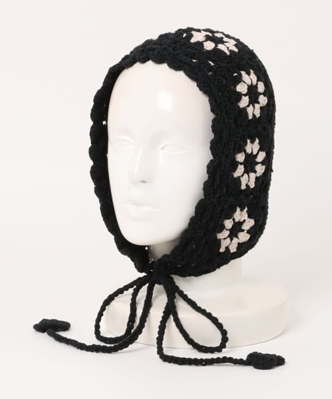 뜨개 크로셰 보넷 블랙 상품이미지2