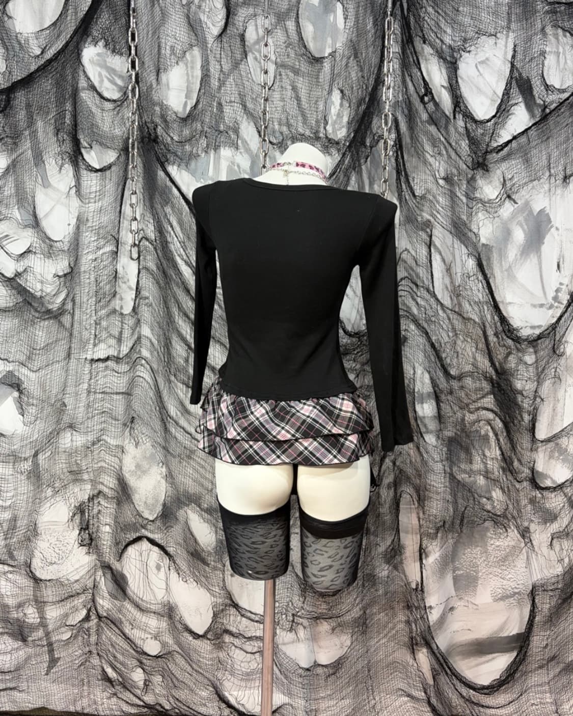 Y2k kitsch Glitter frill Layered long sl 상품이미지3