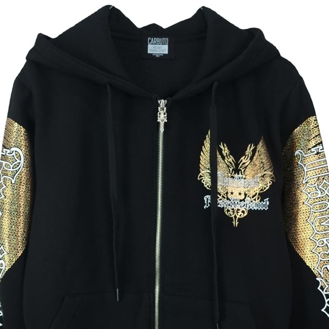 [빈티지] Y2K 그래픽 프린팅 후드 집업 블랙 M18701 상품이미지4