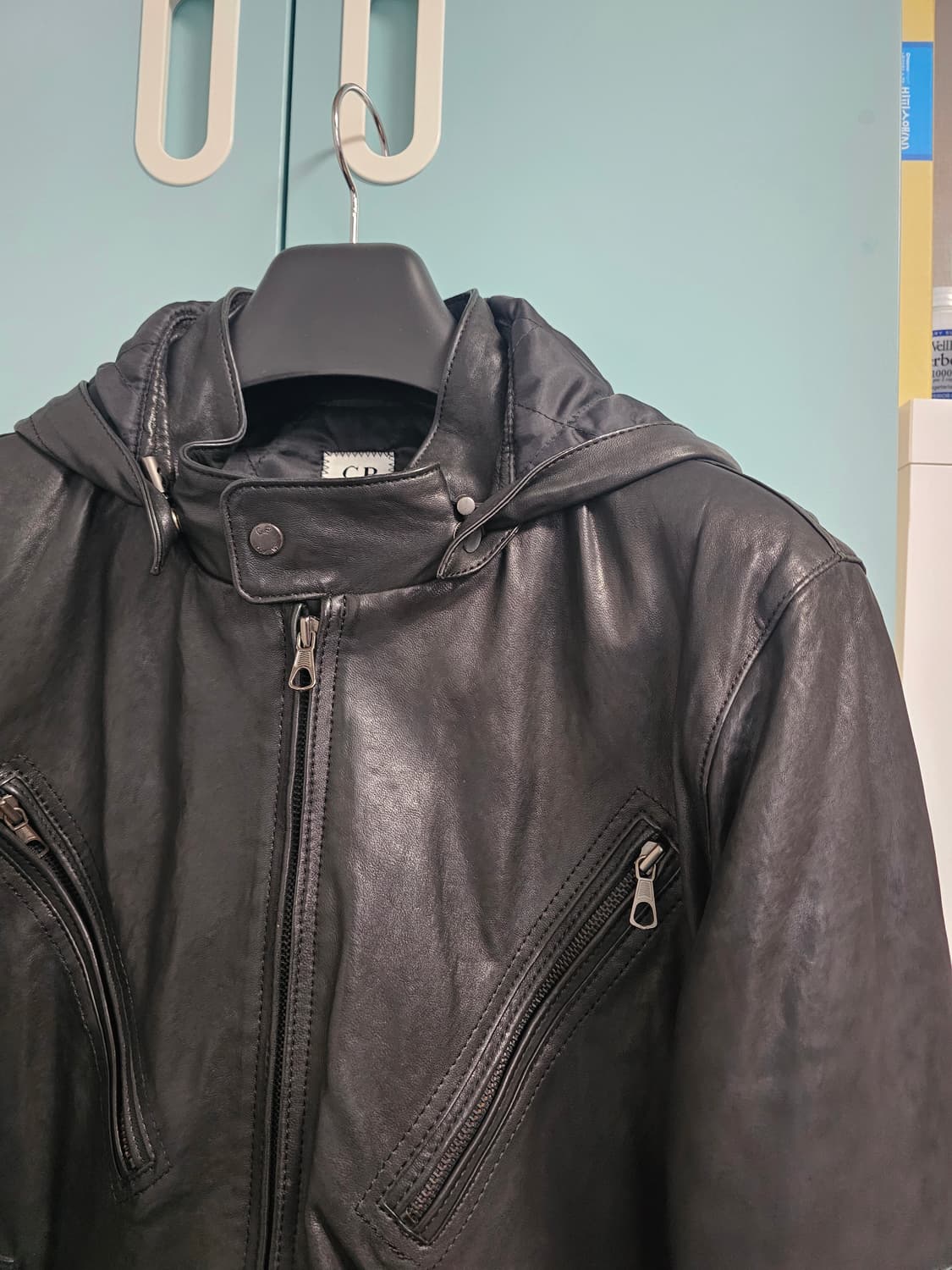 정품 CP Company 고글 후드 가죽 퀄팅 자켓  패딩 패디드 상품이미지4