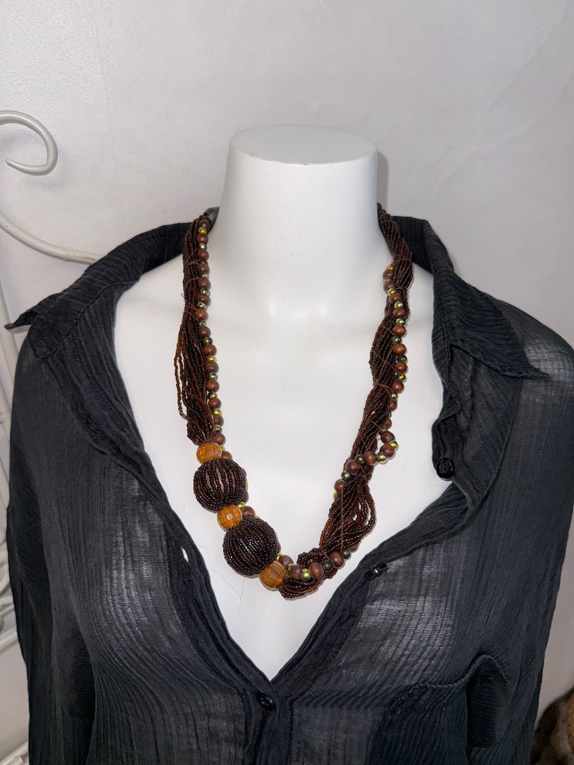Brown bold oriental beads ball necklace  상품이미지3