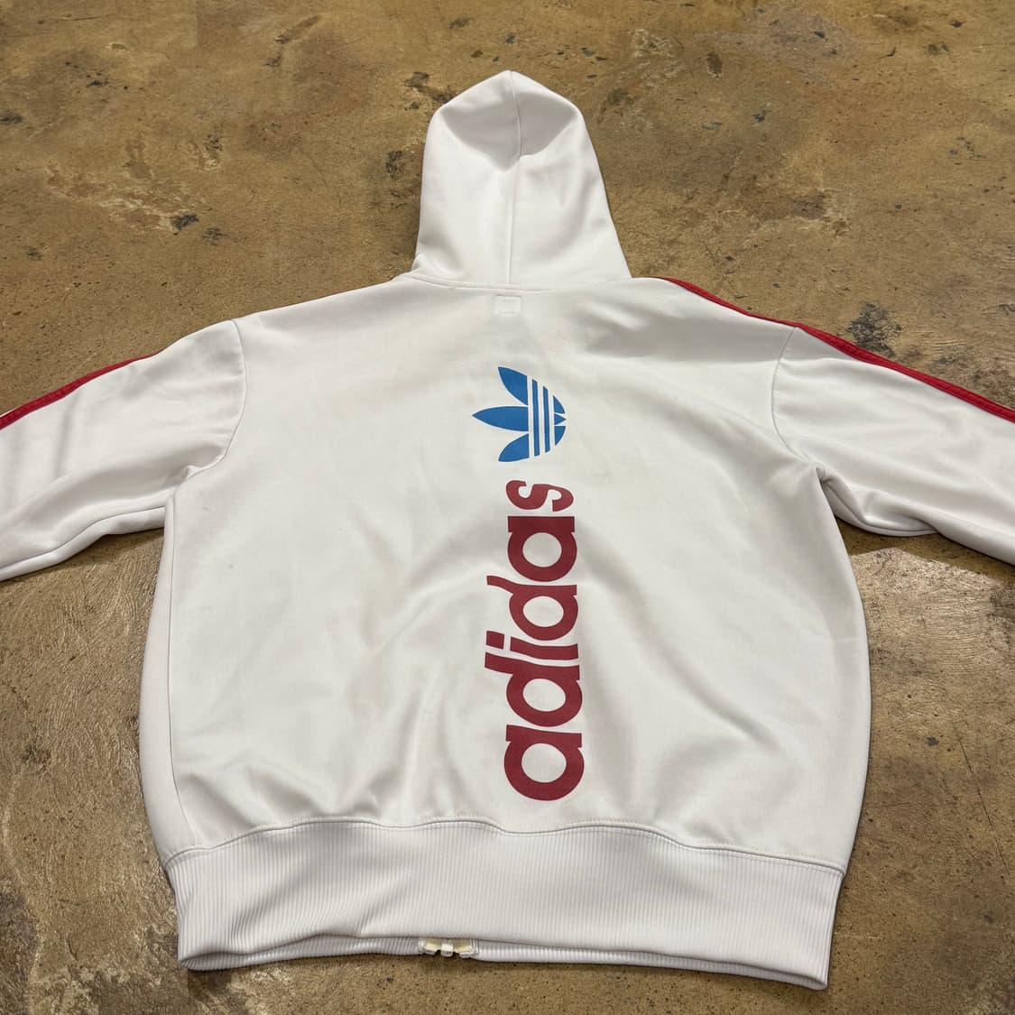 아디다스 화이트 흰빨 흰파 후드 플락 후플 후드집업 져지 상품이미지4