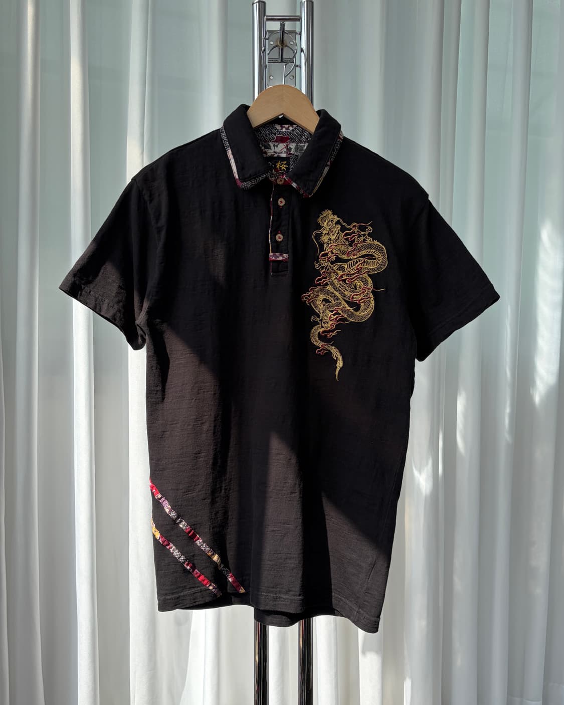 [M]JPN 오리엔탈 드래곤 자수 반팔 티셔츠 상품이미지3