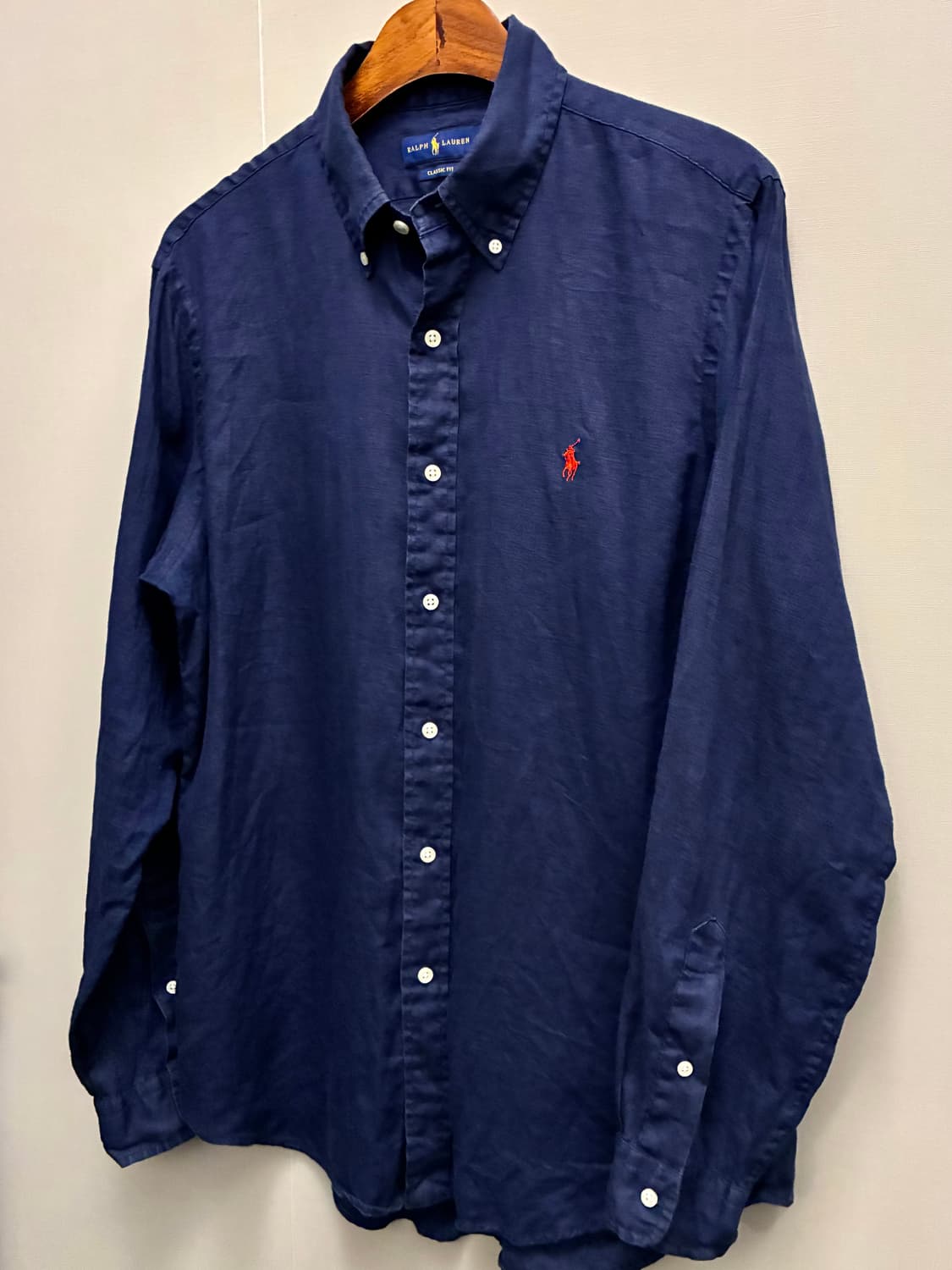 (M/100)폴로랄프로렌 클래식 네이비 버튼다운 리넨셔츠 린넨 상품이미지2