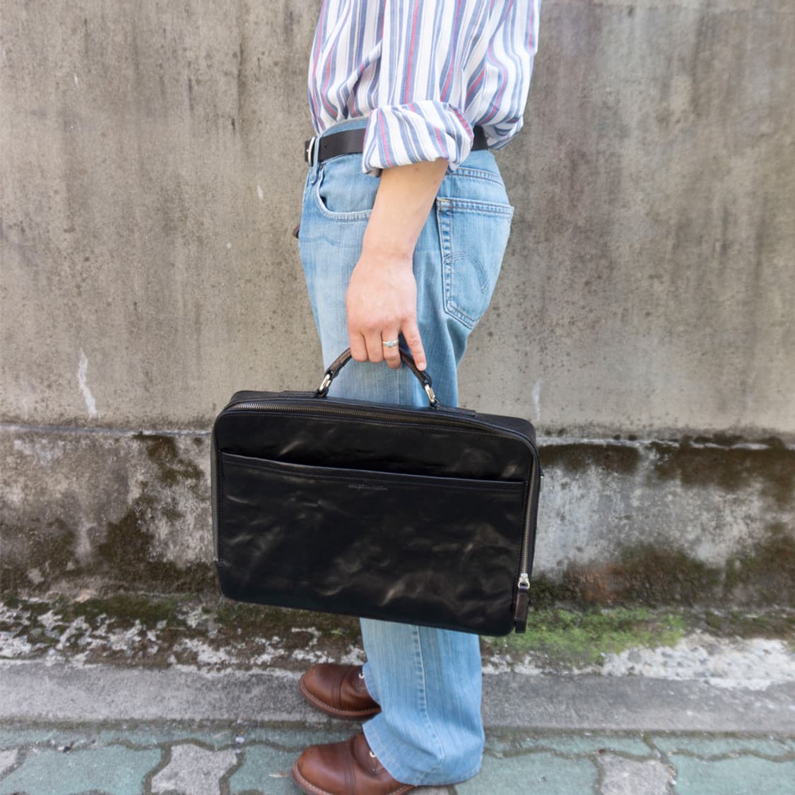 Mascolanza Black Leather Brief Bag 상품이미지3