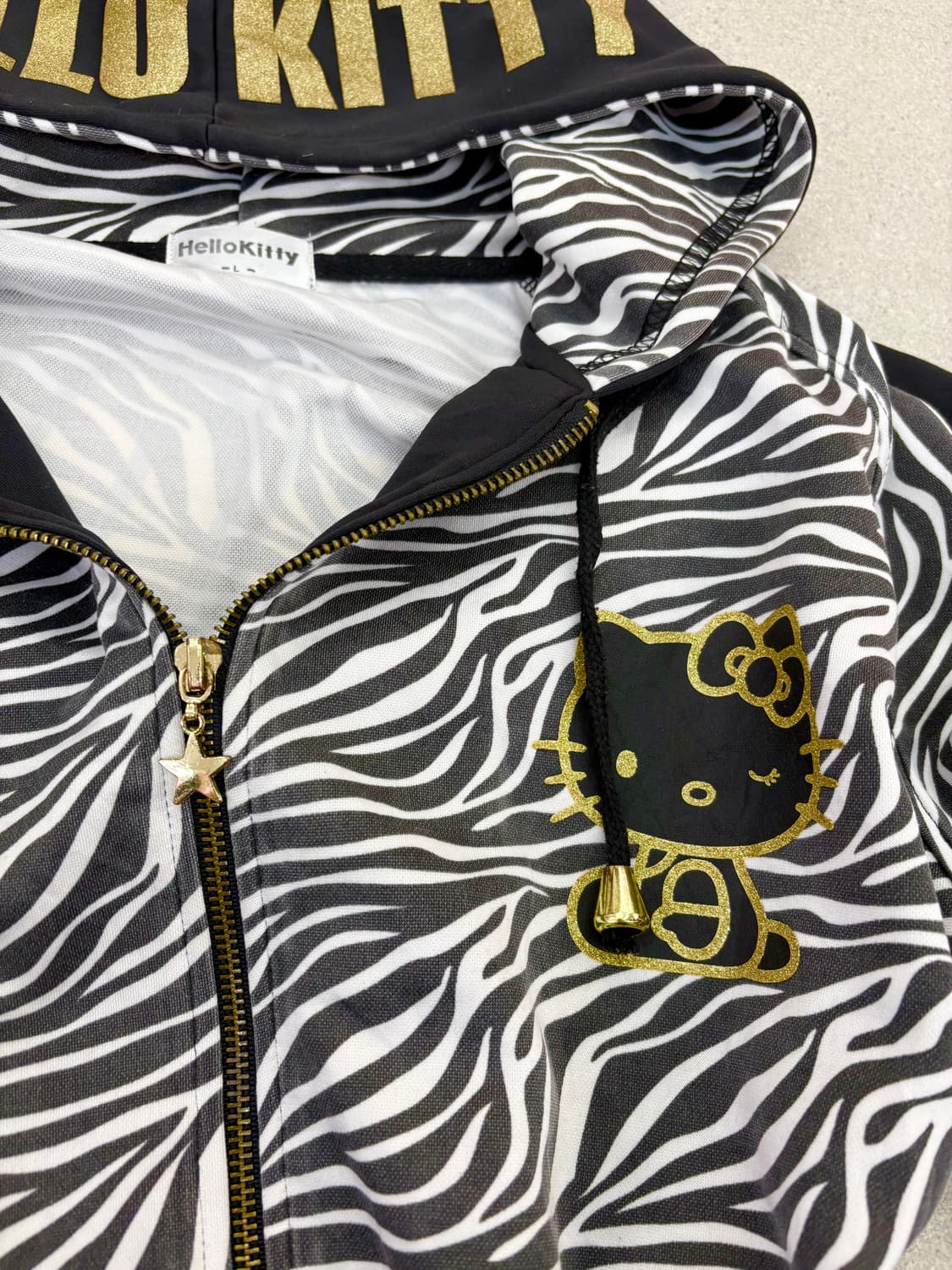 지브라 글리터 키티 후드집업 상품이미지3