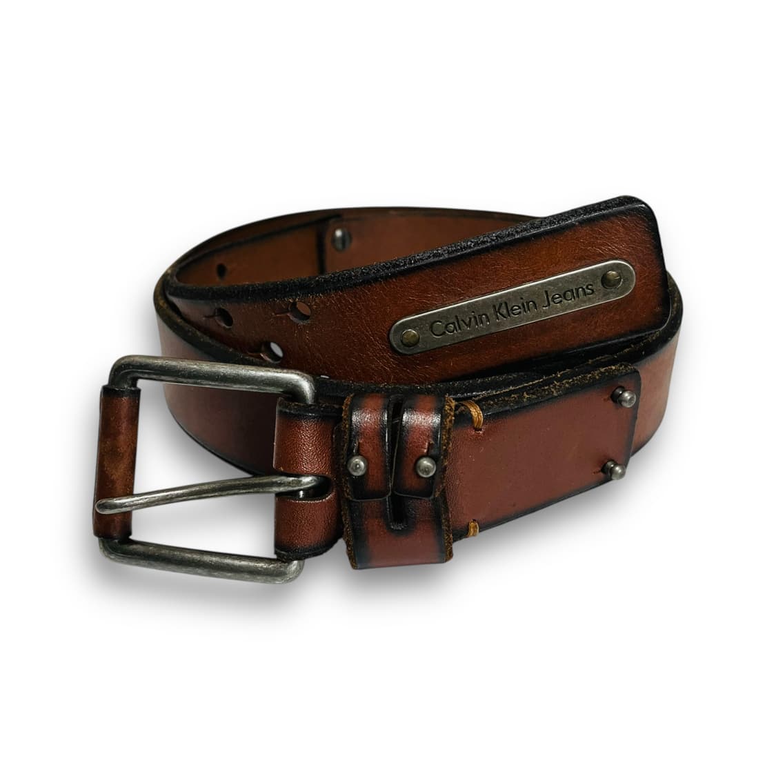 캘빈 클라인 미니멀 웨스턴 브라운 레더 벨트 상품이미지2