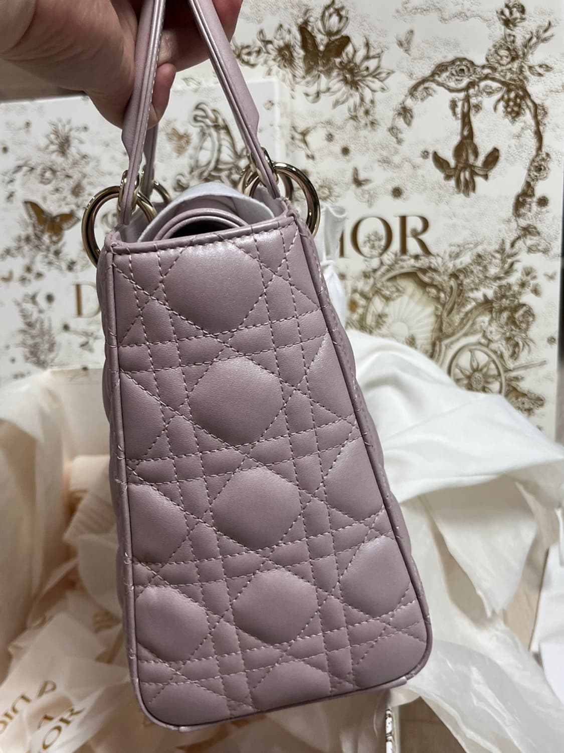 레이디디올백 펄핑크/블러쉬핑크 미듐 상품이미지4